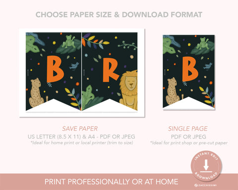 Tropical Forest - Banner Garland Self Editing Template