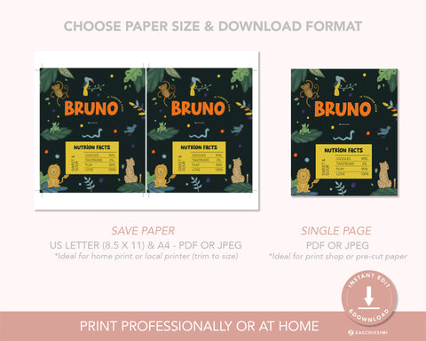 Tropical Forest - Chocolate Wrap Self Editing Template