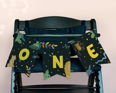 Tropical Forest - Highchair Banner Garland Self Editing Template