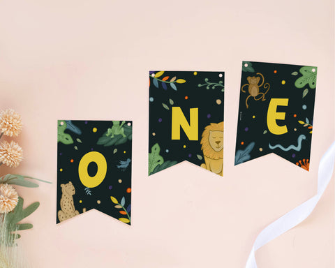 Tropical Forest - Highchair Banner Garland Self Editing Template