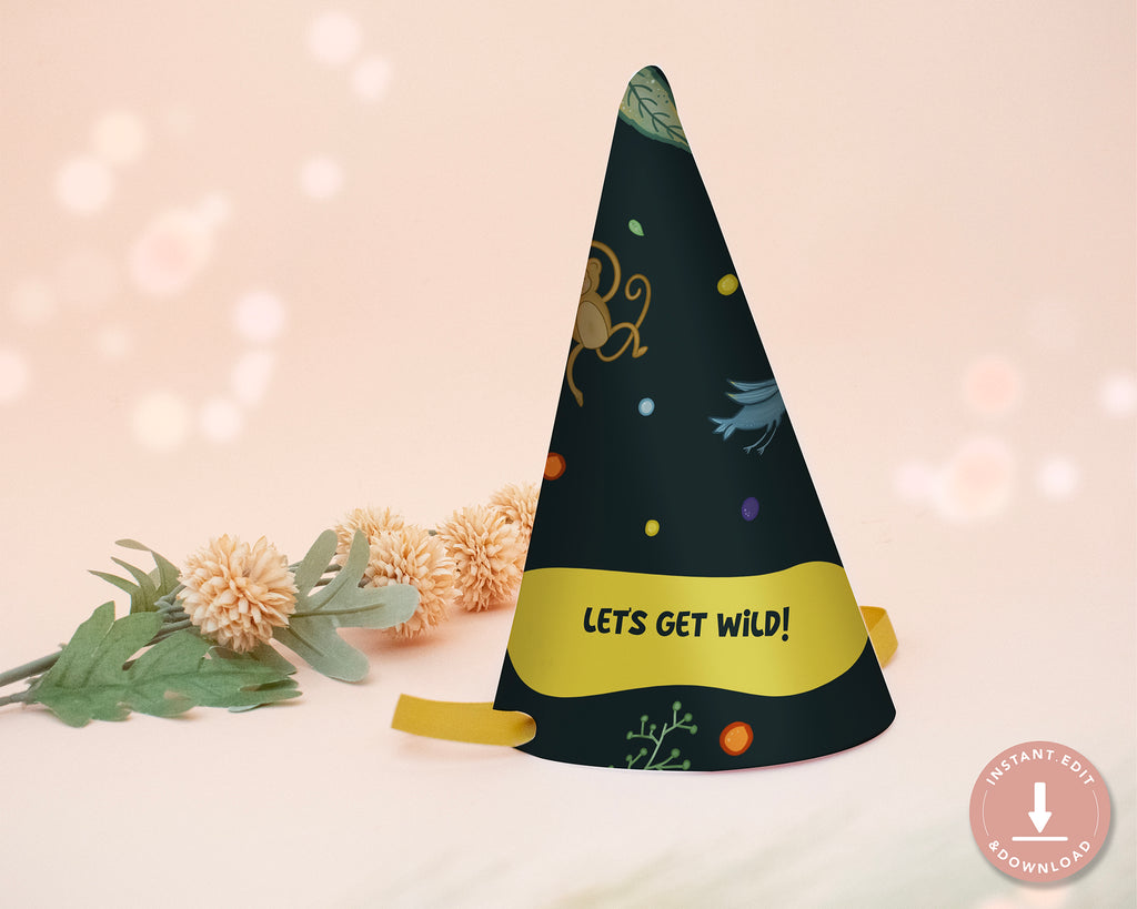 Tropical Forest - Party Hat Self Editing Template