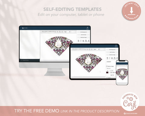 Boho Flowers - Confetti Cone Self Editing Template