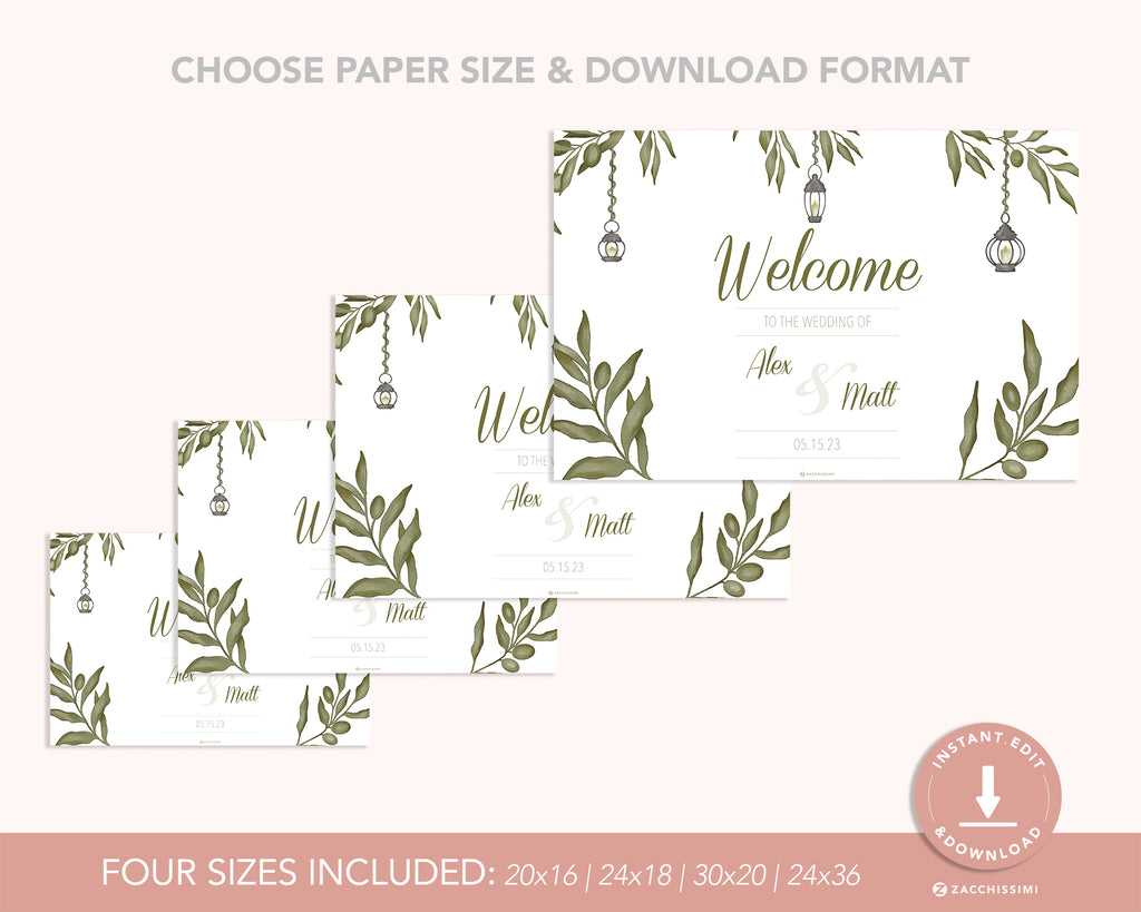 Greenery - Welcome Sign Self Editing Template