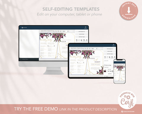 Boho Flowers - Program/ Fan Self Editing Template