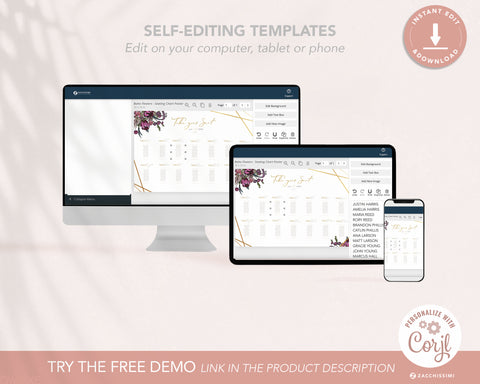Boho Flowers - Seating Chart Self Editing Template