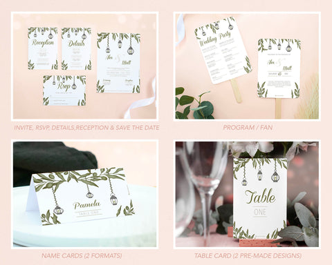 Greenery - Wedding Bundle Self Editing Templates