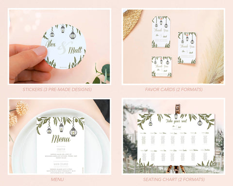 Greenery - Wedding Bundle Self Editing Templates