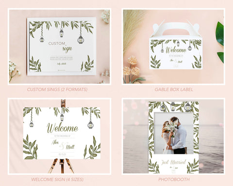 Greenery - Wedding Bundle Self Editing Templates