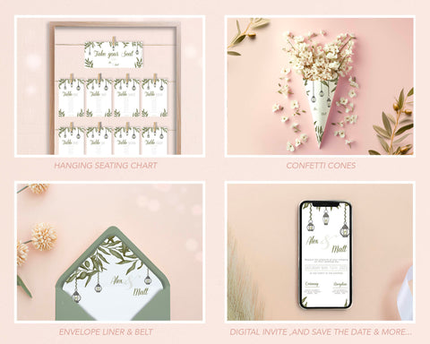 Greenery - Wedding Bundle Self Editing Templates