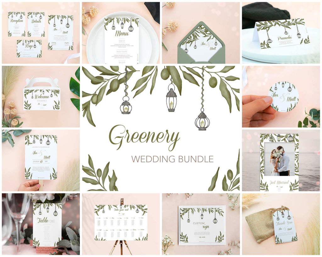 Greenery - Wedding Bundle Self Editing Templates