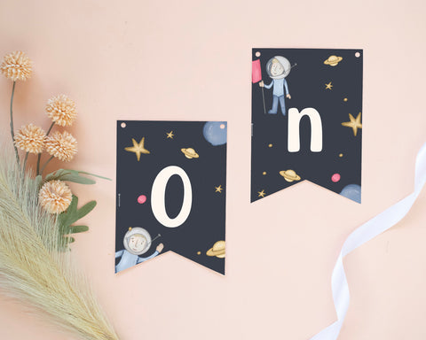 Astronaut - Highchair Banner Garland Self Editing Template