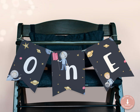 Astronaut - Highchair Banner Garland Self Editing Template