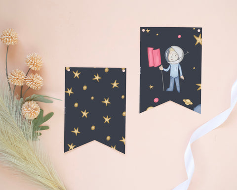 Astronaut - Banner Garland Self Editing Template