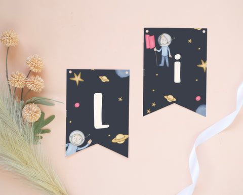 Astronaut - Banner Garland Self Editing Template