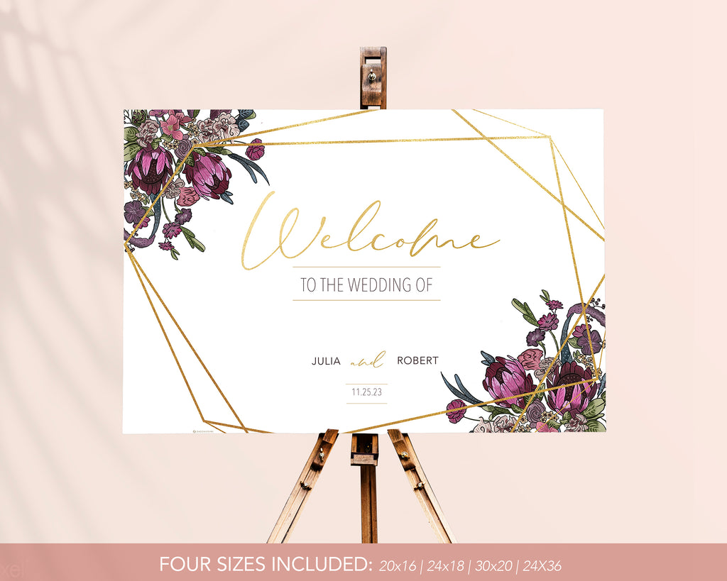 Boho Flowers - Welcome Sign Self Editing Template