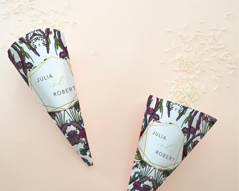 Boho Flowers - Confetti Cone Self Editing Template