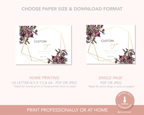 Boho Flowers - Custom Sign Self Editing Template