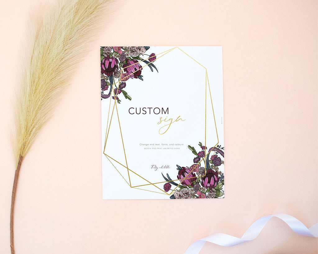 Boho Flowers - Custom Sign Self Editing Template