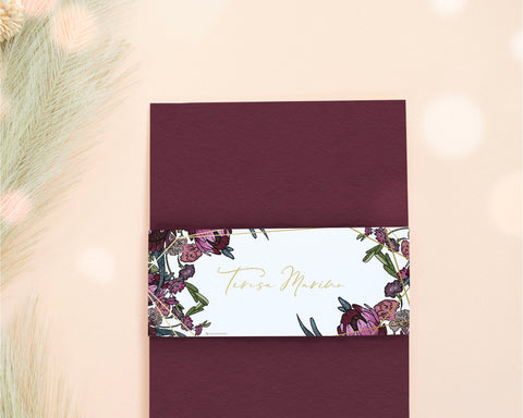 Boho Flowers - Envelope Liner & Belt Self Editing Template