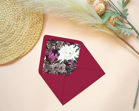 Boho Flowers - Envelope Liner & Belt Self Editing Template