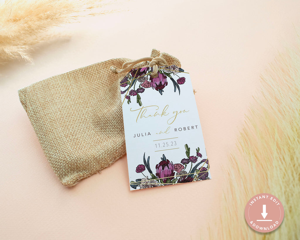 Boho Flowers - Favor Tags Self Editing Template