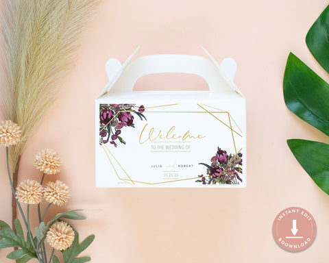 Boho Flowers - Gable Box Self Editing Template