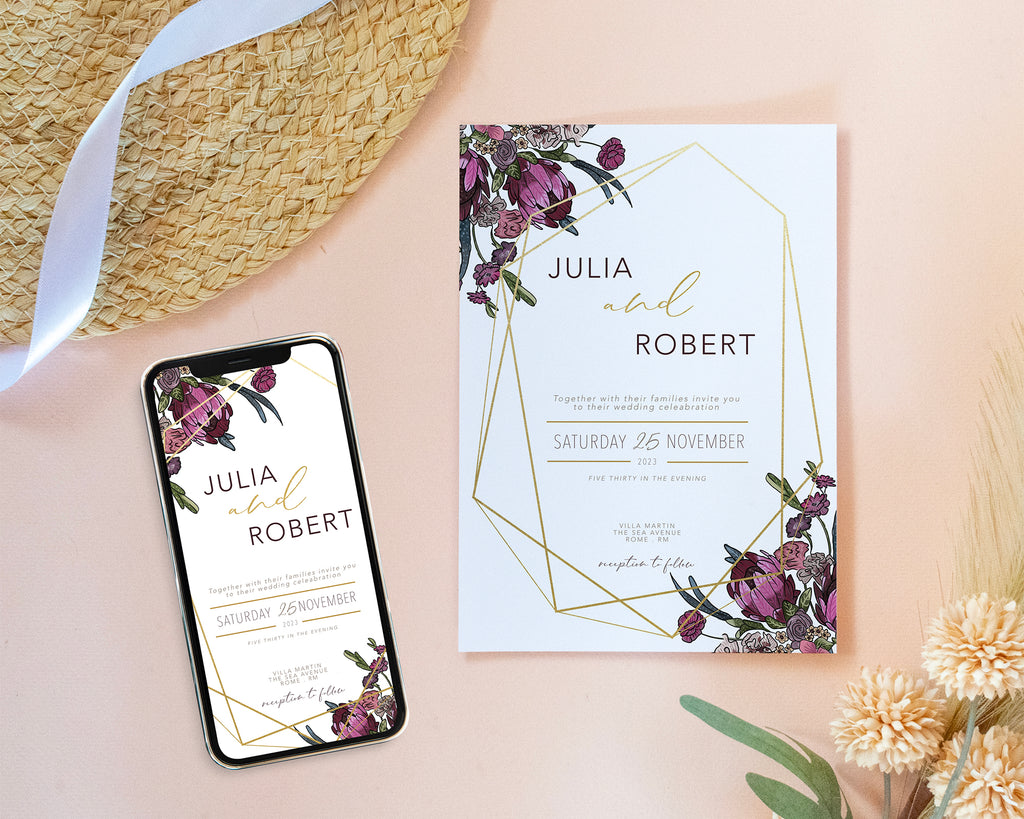 Boho Flowers - Invite and Digital Invite Self Editing Template