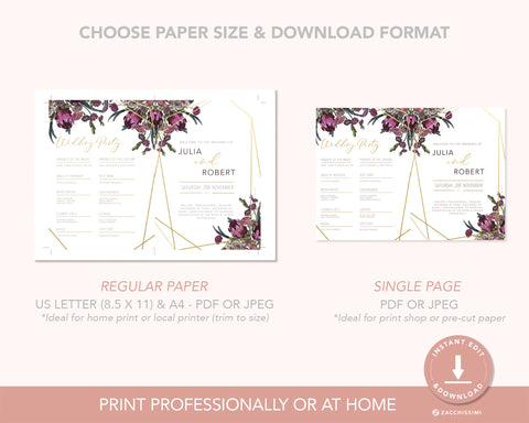 Boho Flowers - Program/ Fan Self Editing Template