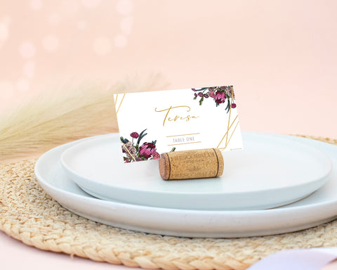 Boho Flowers - Table Name Card Self Editing Template