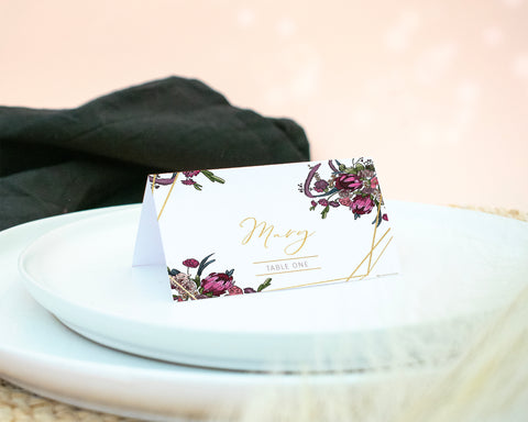 Boho Flowers - Table Name Card Self Editing Template