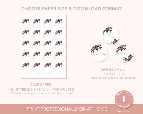 Boho Flowers - Stickers Self Editing Template