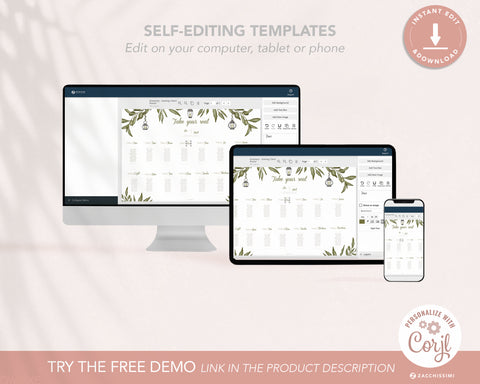 Grenery - Seating Chart Self Editing Template