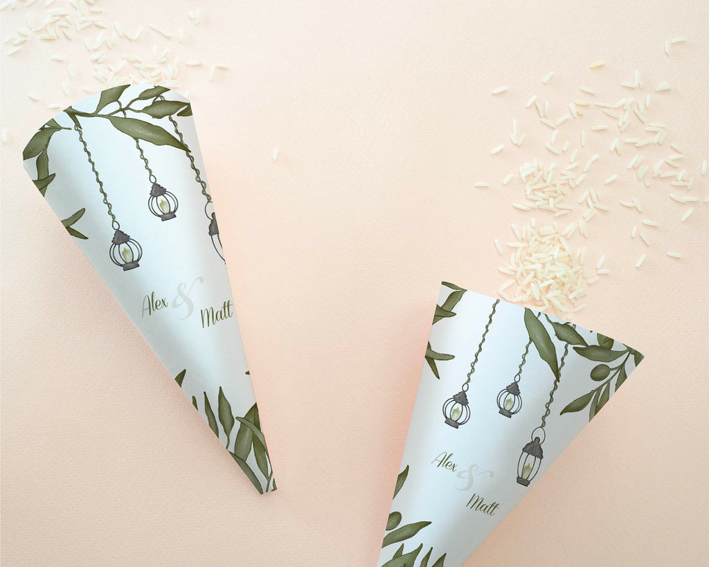 Greenery  - Confetti Cone Self Editing Template