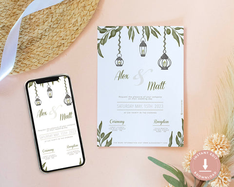 Greenery - Invite and Digital Invite Self Editing Template