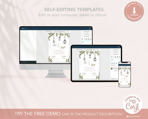 Greenery - Wedding Bundle Self Editing Templates