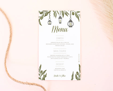 Greenery - Menu Card Self Editing Template