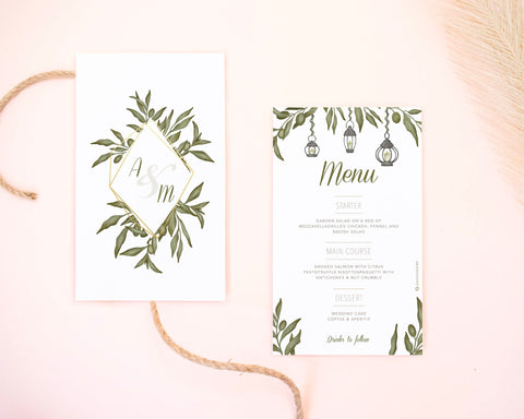 Greenery - Menu Card Self Editing Template