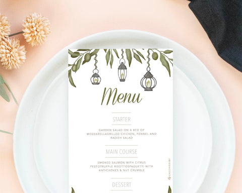 Greenery - Menu Card Self Editing Template