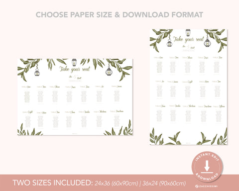 Grenery - Seating Chart Self Editing Template