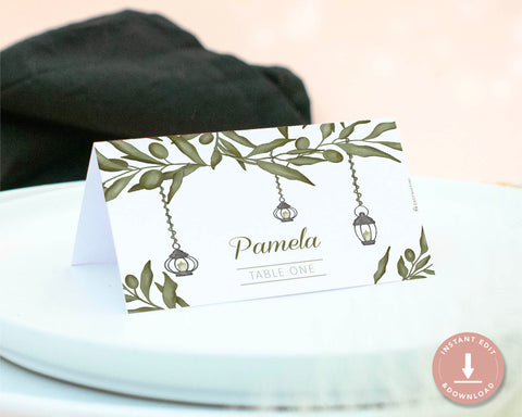 Greenery - Table Name Card Self Editing Template