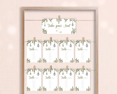 Greenery - Hanging Seating Chart Self Editing Template