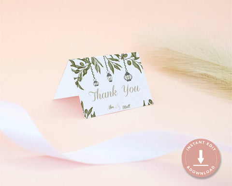 Greenery - Thank You Card Self Editing Template