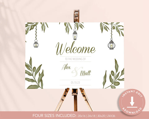 Greenery - Welcome Sign Self Editing Template